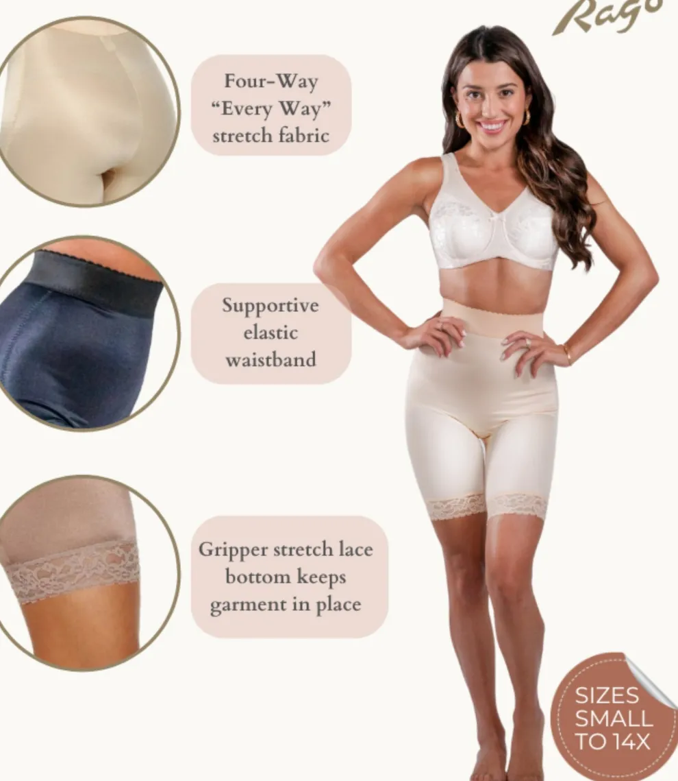 Style 518 | High Waist Light Shaping Bike Short | Satin 4-Way Stretch with Built-In Panty