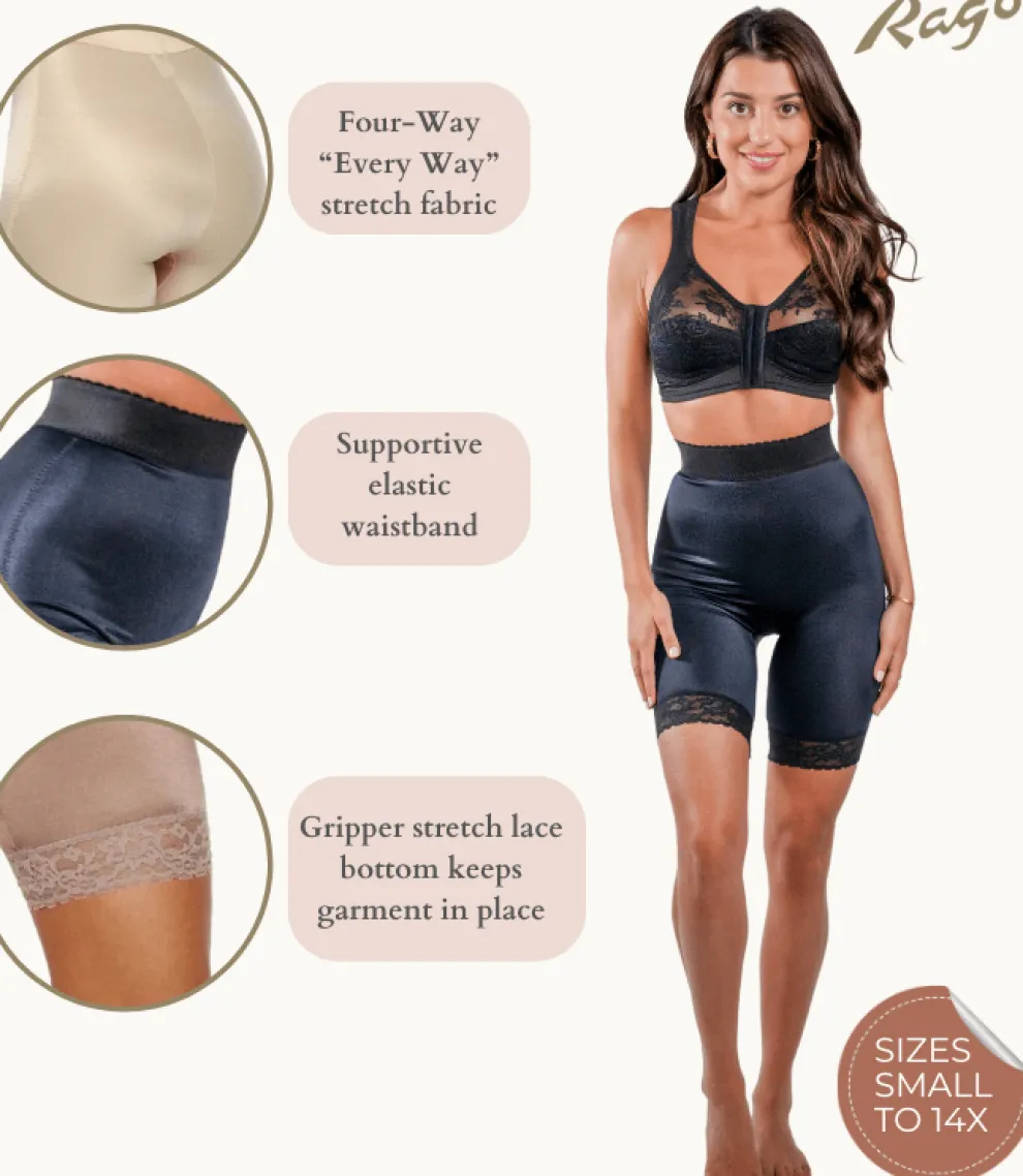 Style 518 | High Waist Light Shaping Bike Short | Satin 4-Way Stretch with Built-In Panty