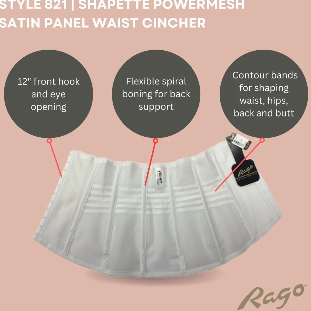 Style 821 | Shapette Powermesh Satin Panel Waist Cincher