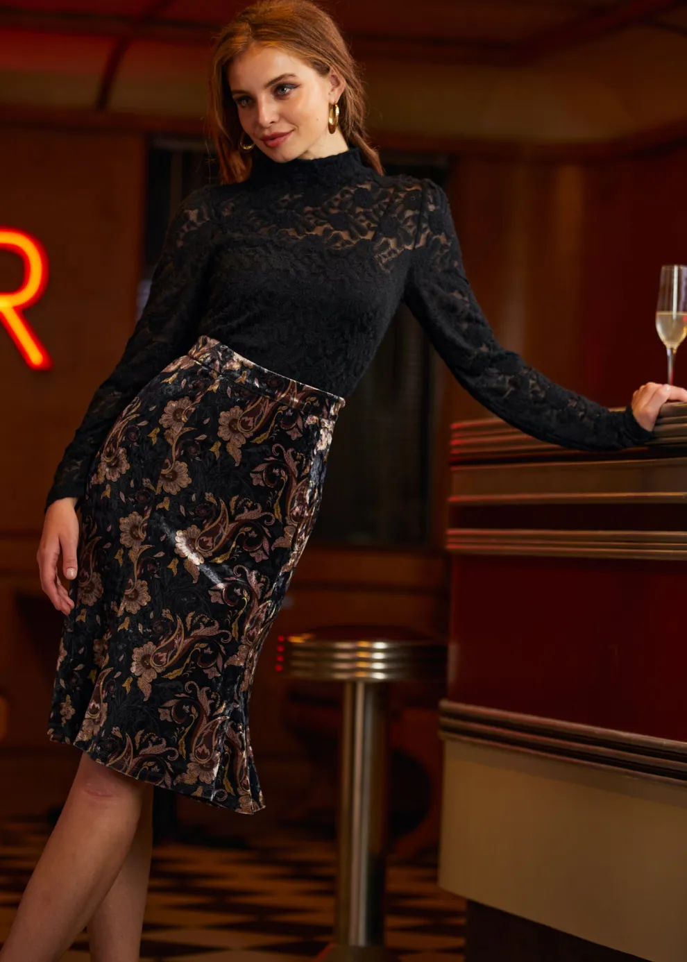 Sugar and Spice Spice Fishtail Midi Skirt