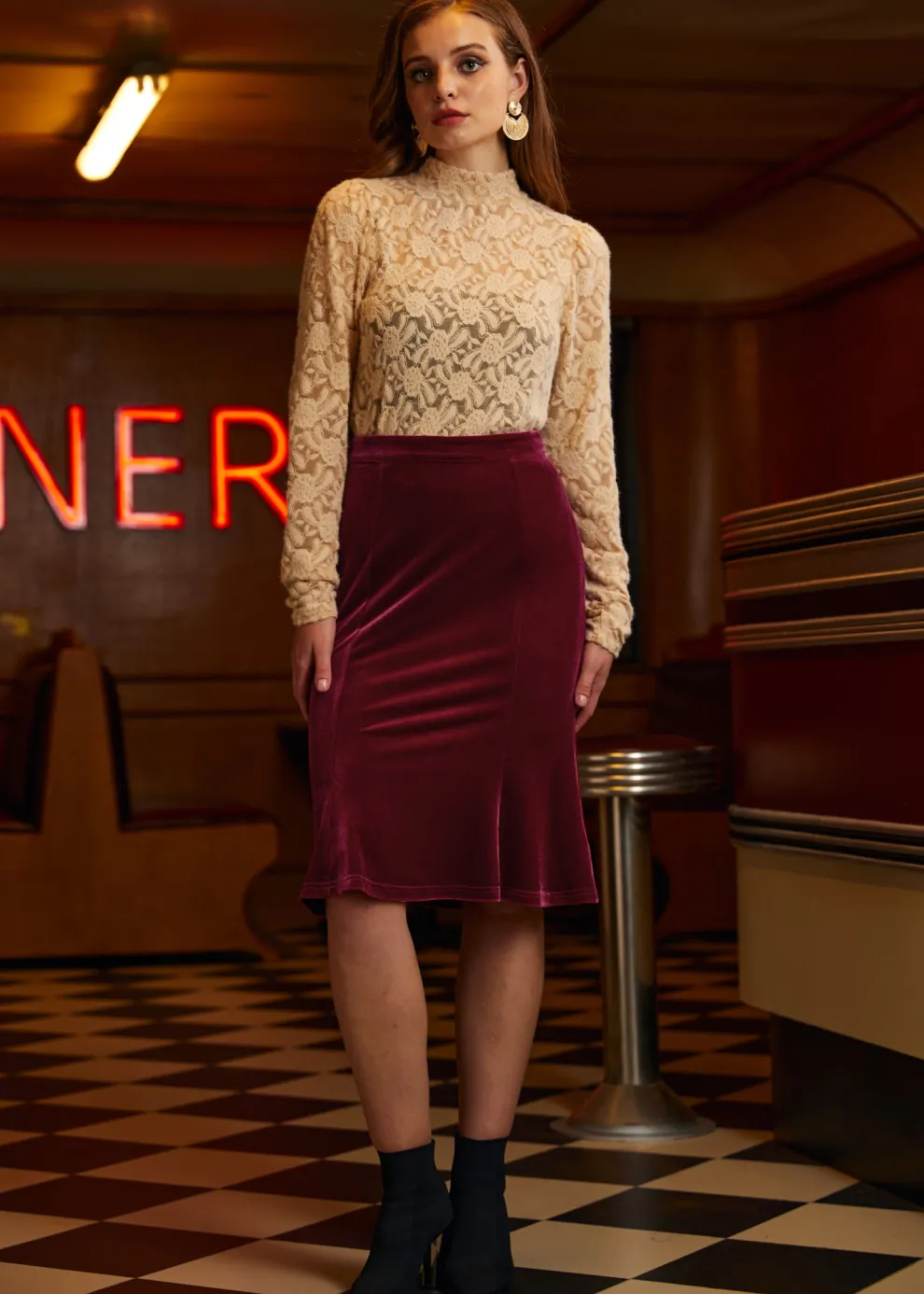 Sugar and Spice Spice Fishtail Midi Skirt