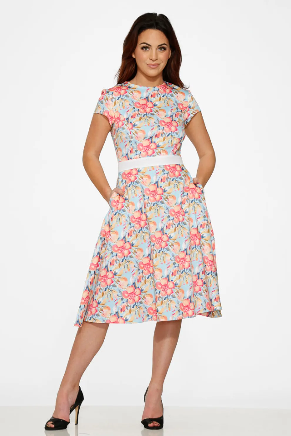 Sweet Hibiscus Swing Dress