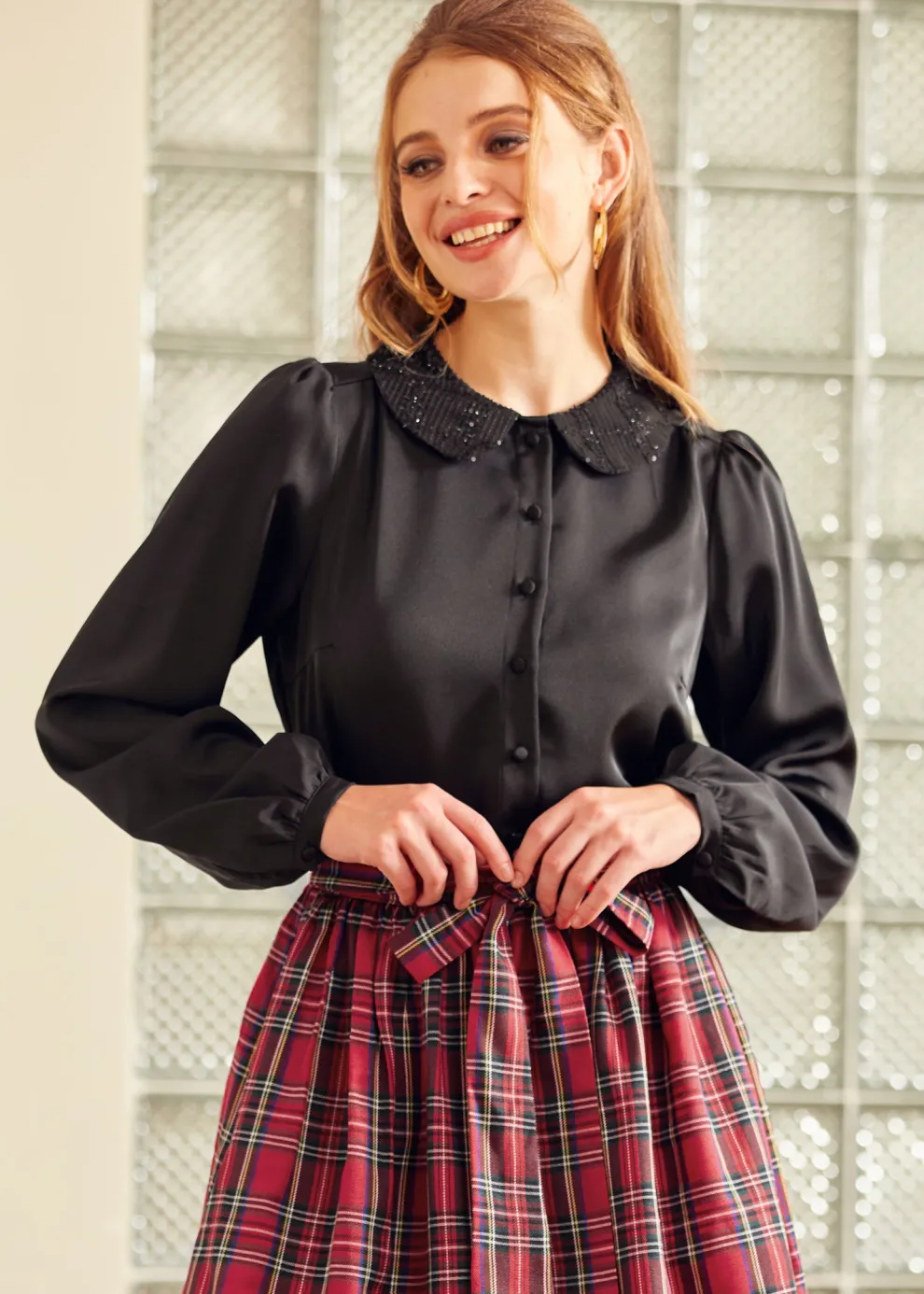 Sweet Nothings Puff Shoulder Button Down Blouse