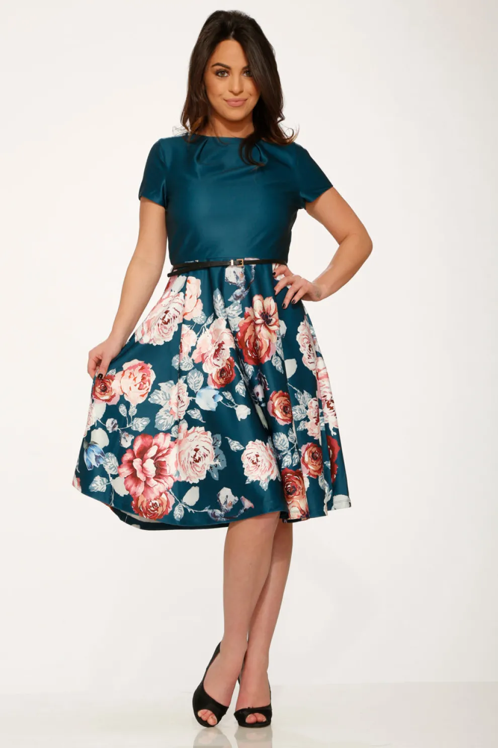 Teal Comcast Floral Dress