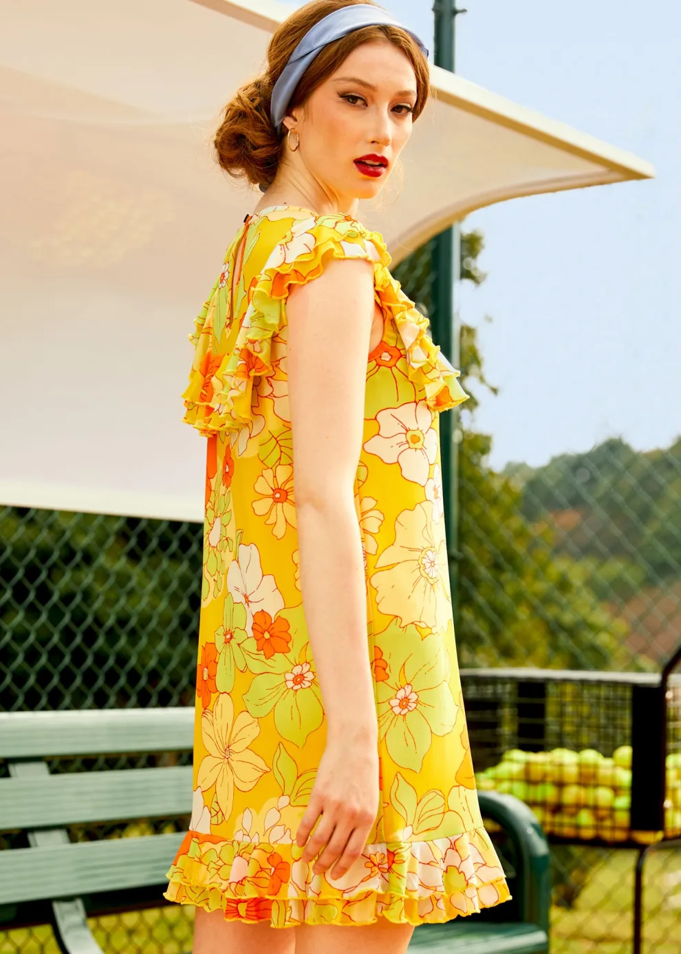 That Tropical 'Frilling' Mesh Mini Dress