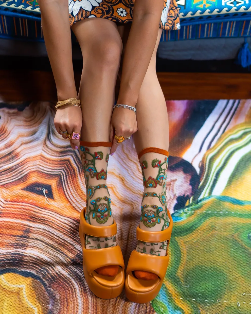 Tree of Life Sheer Crew Sock