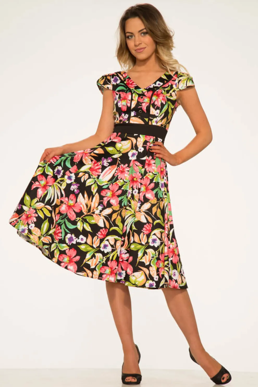 Tropical Mix Floral Swing Dress