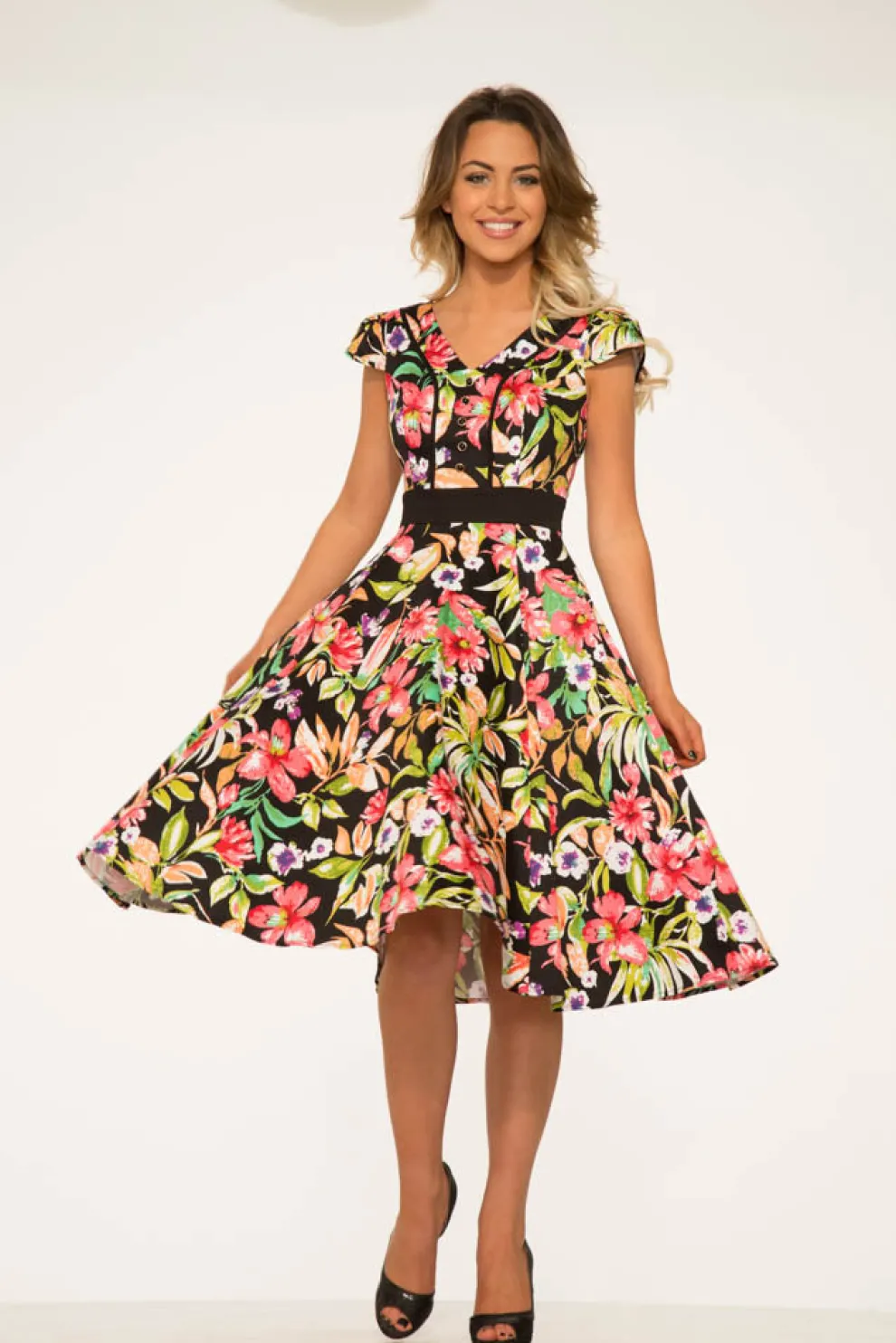 Tropical Mix Floral Swing Dress