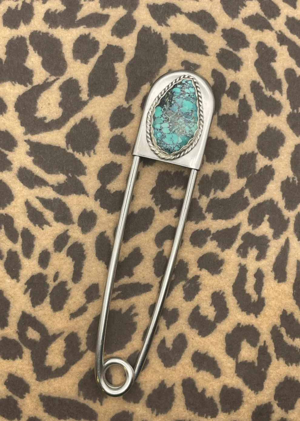 Turquoise Jumbo Safety Pin Keychain