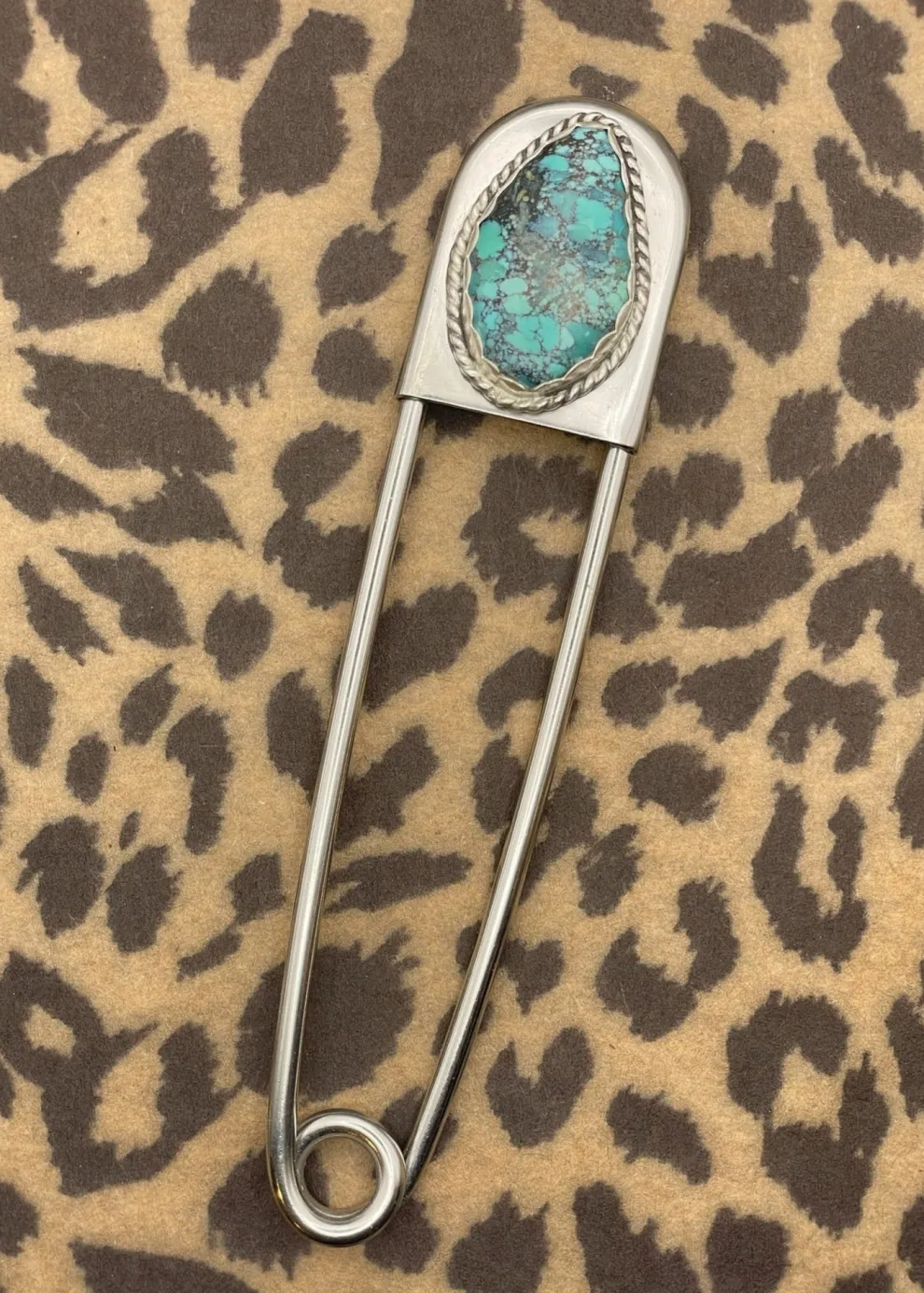 Turquoise Jumbo Safety Pin Keychain