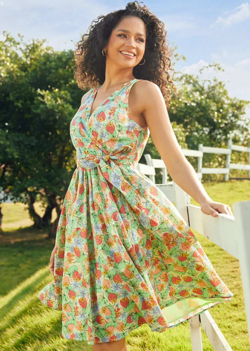 Vibrant Charm Faux-Wrap Dress