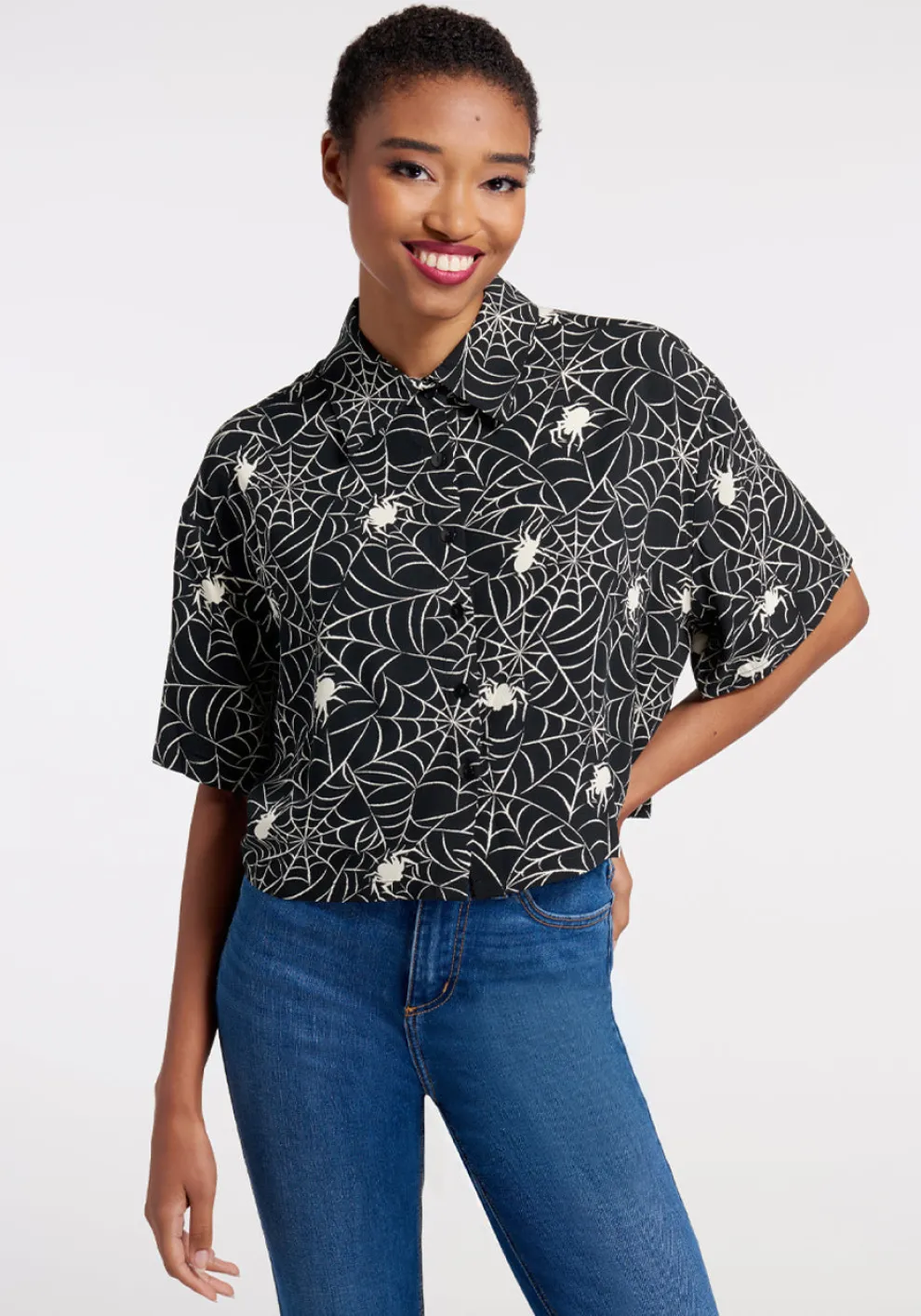 Web And Flow Button-Up Blouse