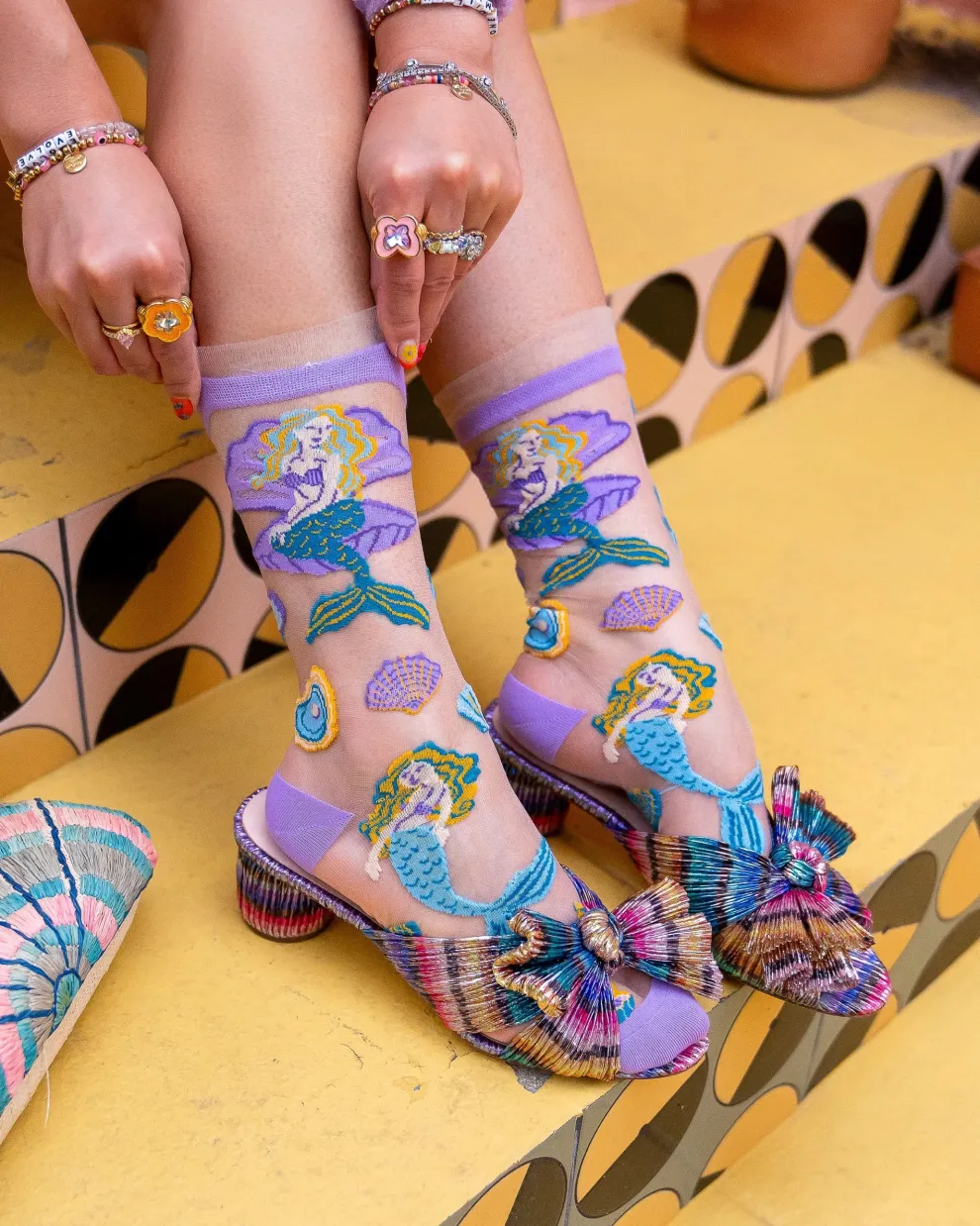 Whimsical Mermaid Ruffle Sheer Crew Sock