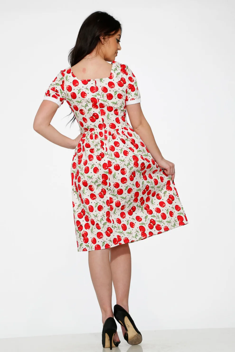 White & Red Cherry Dress