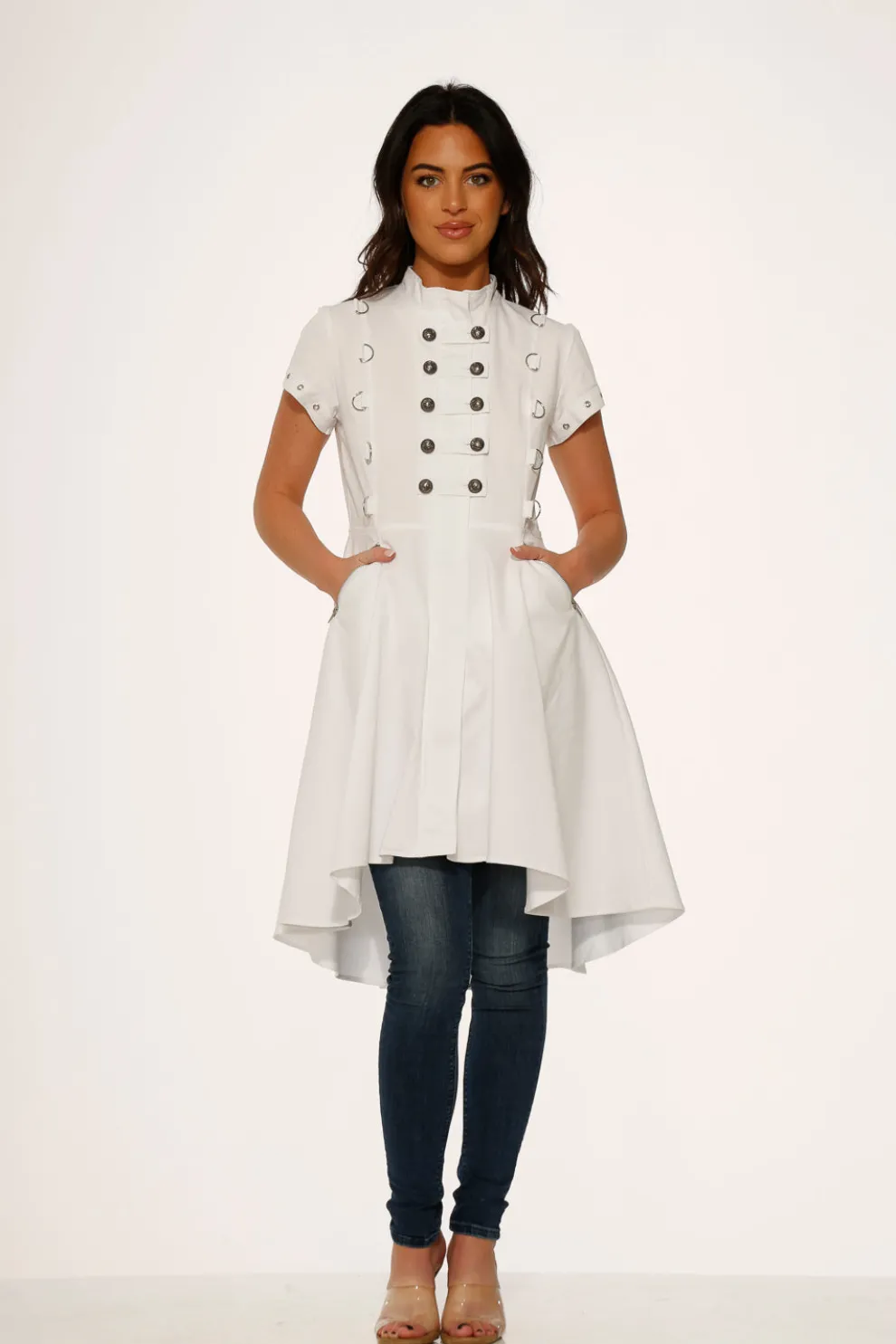 White Battalion Hi-Lo Dress