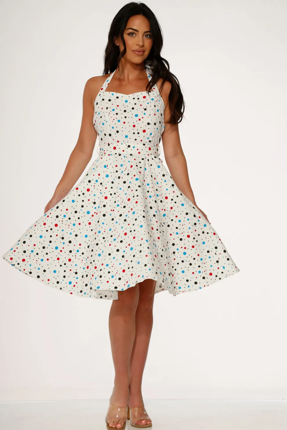 White Candy Halter Swing Dress