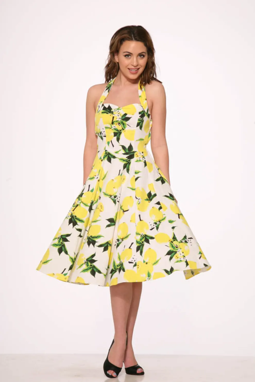 White Lemon Halter Swing Dress