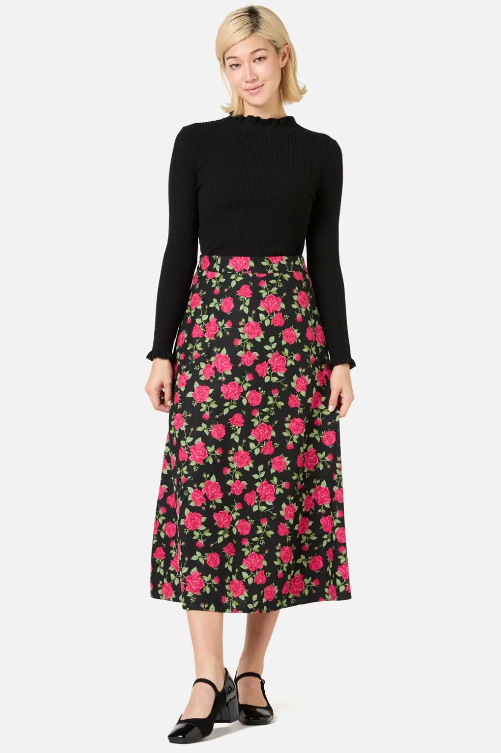 Winter Rose Midi Skirt