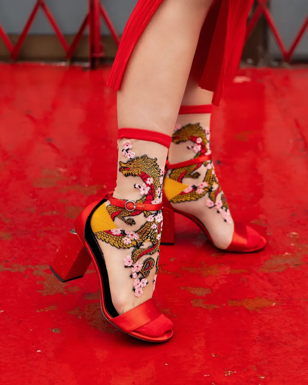 Year of the Dragon Sheer Crew Sock