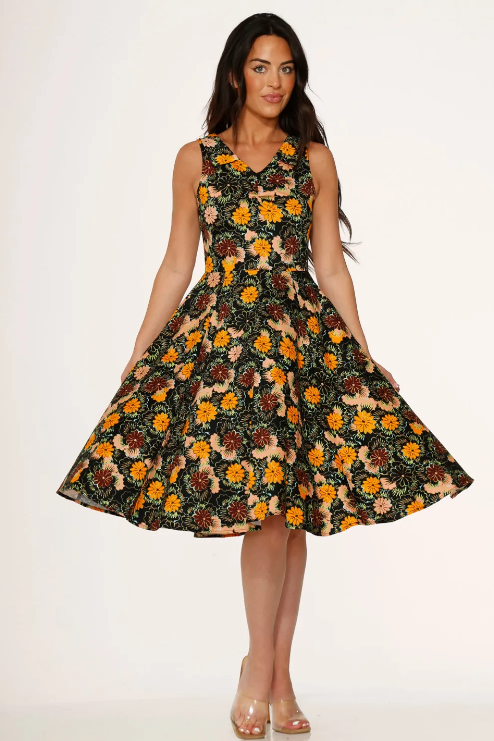 Yellow Floral Swing Dress