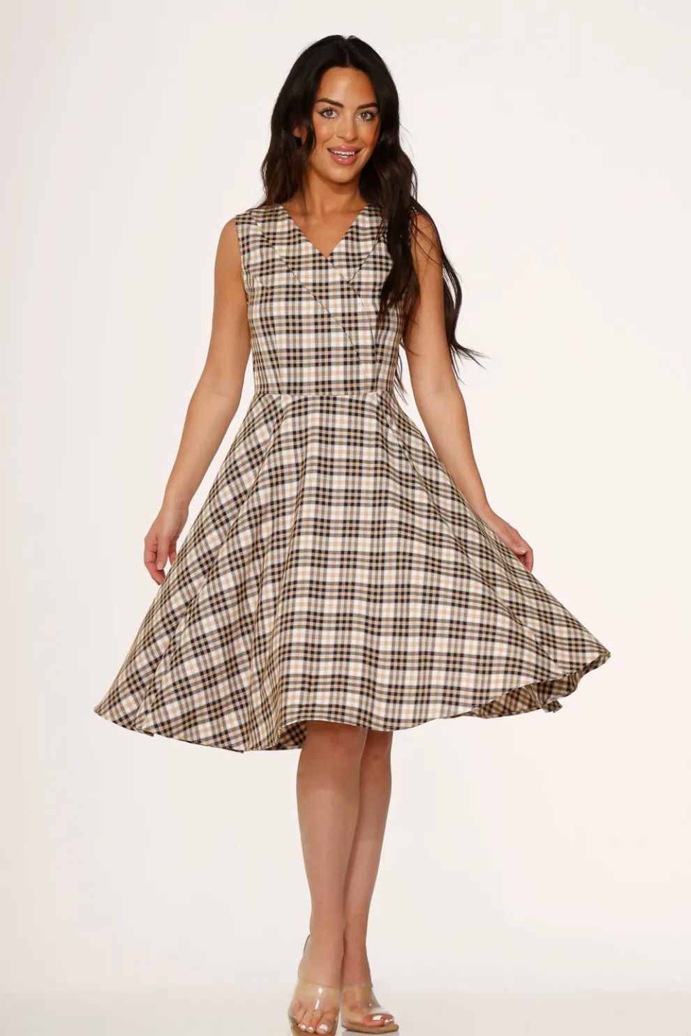 Yellow Plaid Swing Dress