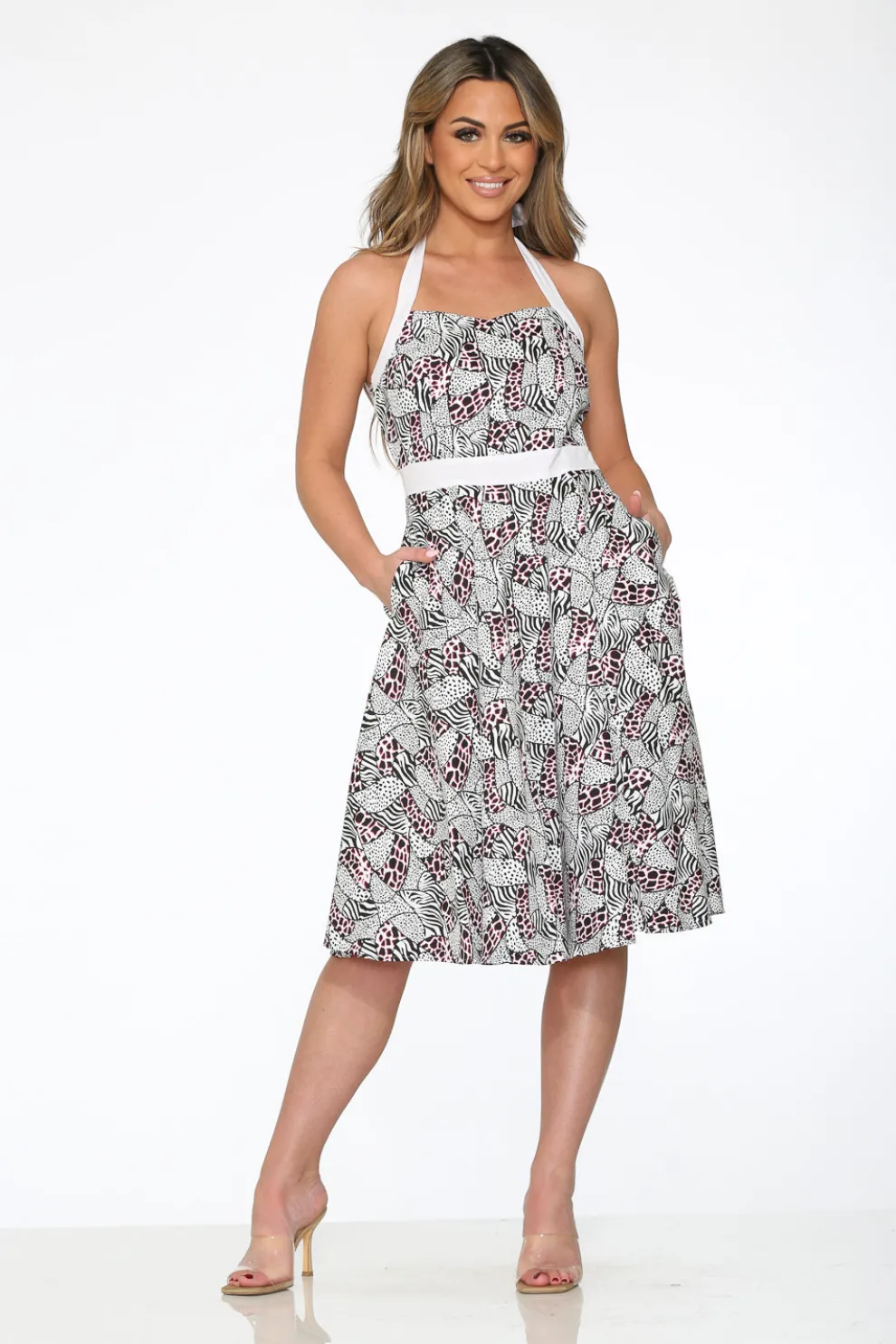 Zebra Halter Swing Dress