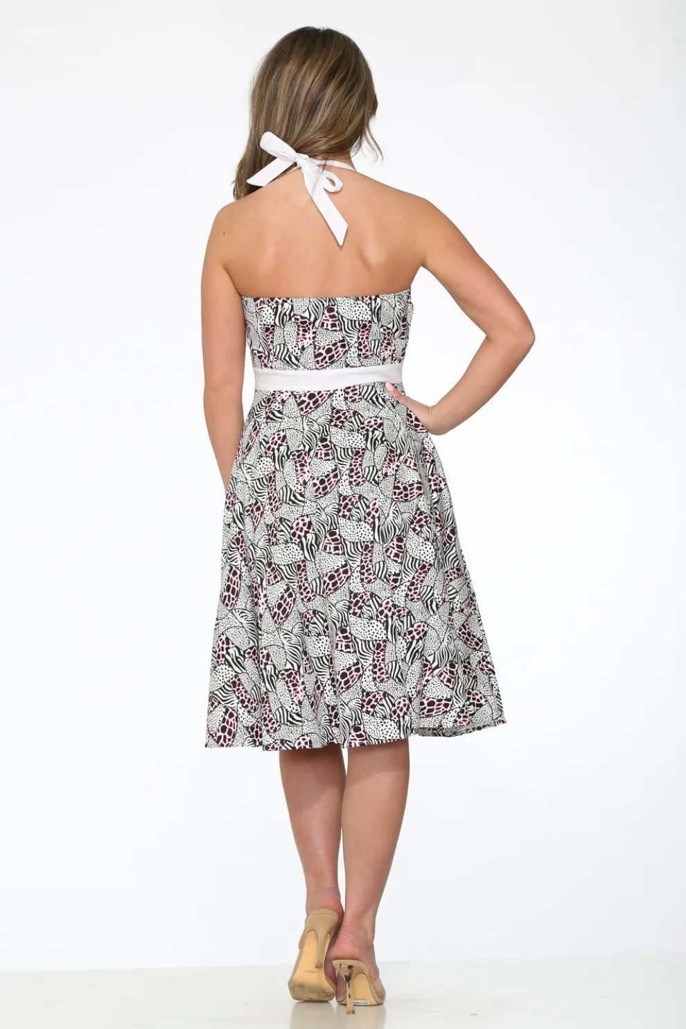 Zebra Halter Swing Dress