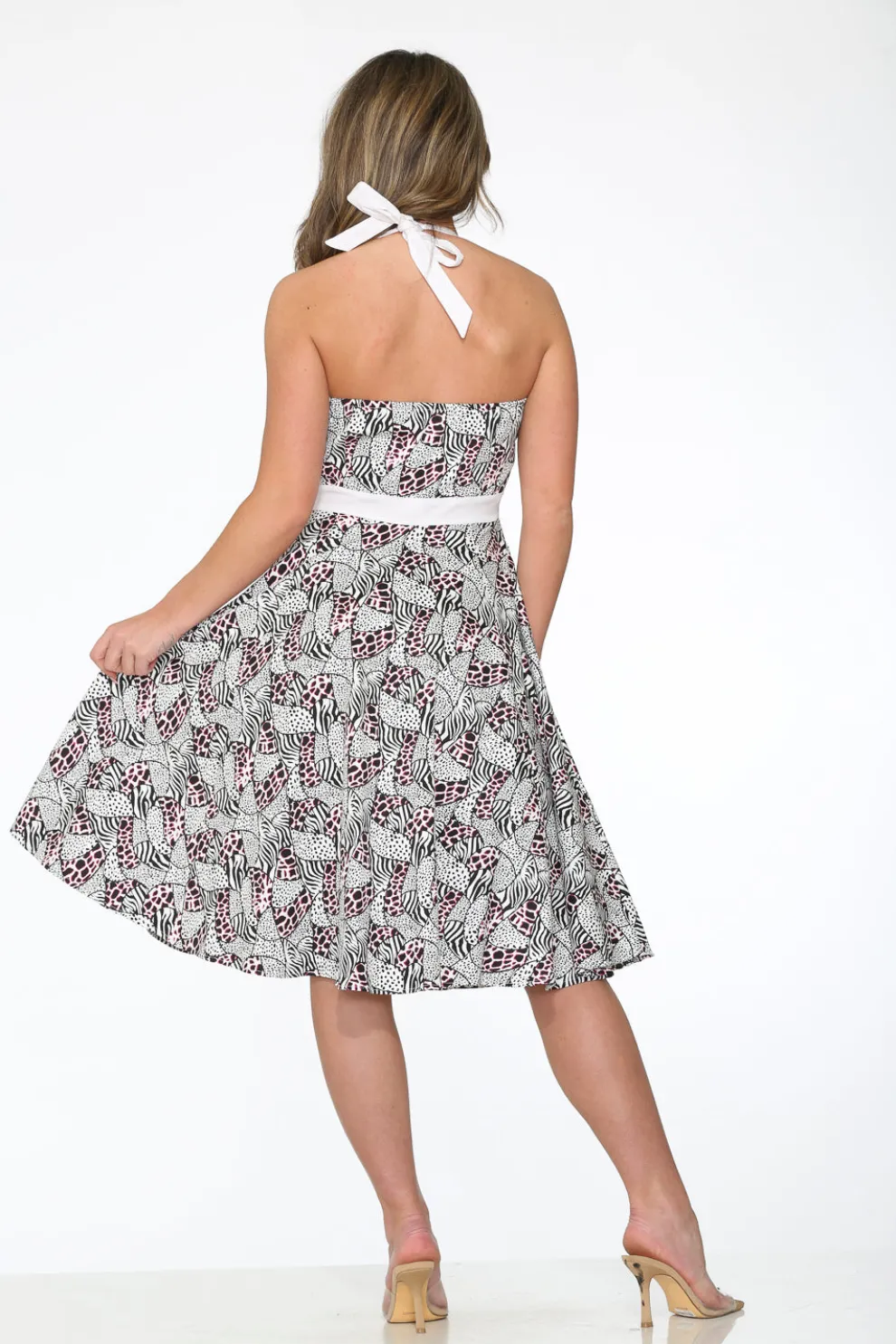 Zebra Halter Swing Dress